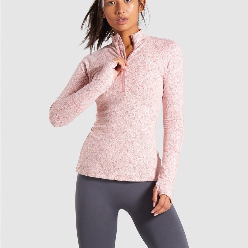 NWT ✨ Gymshark Fleur Texture 1/2 Zip Pullover L
